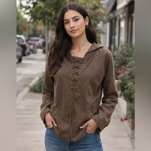 Romeo & Juliet Couture Chocolate Lace-Up Jacket